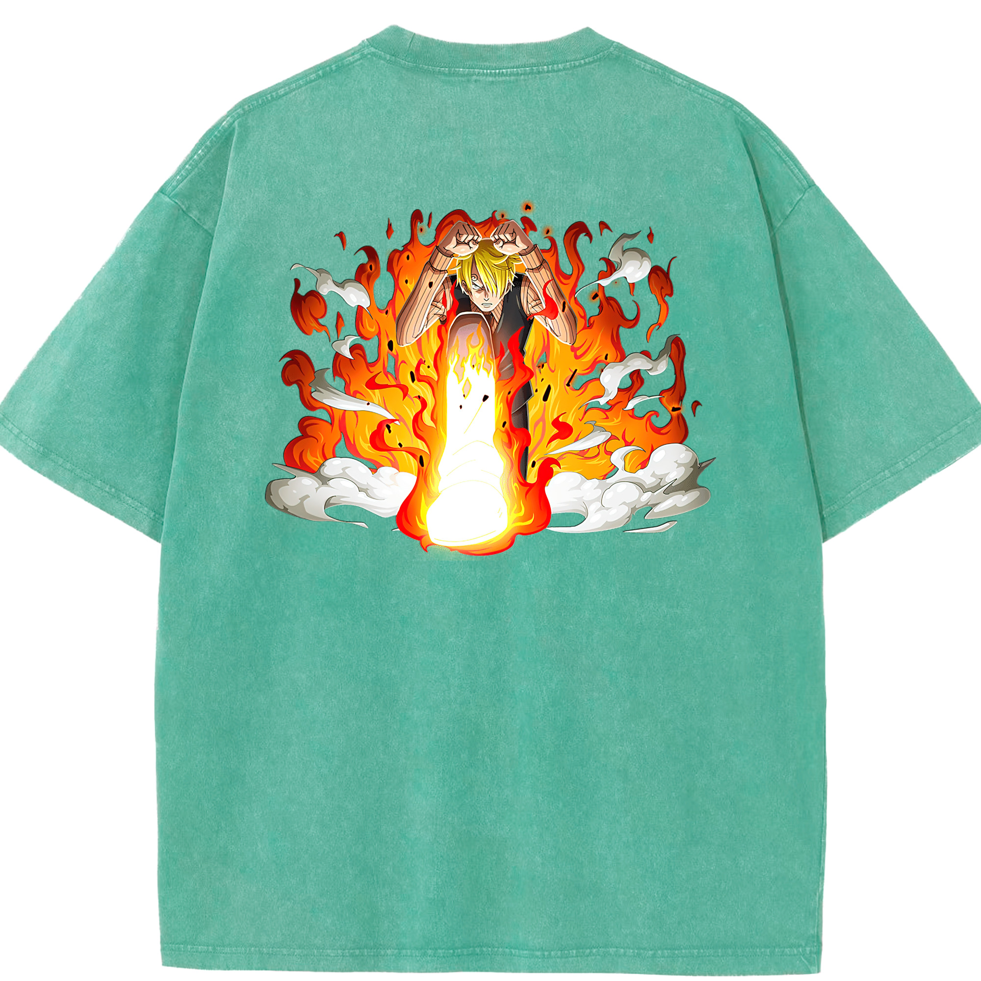 ワンピース サンジ ONE PIECE Sanji 綿100% ヴィンテージ風 半袖Tシャツ（背面プリント）